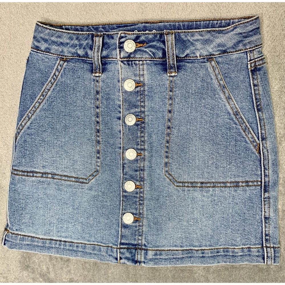 Cat & Jack Girls Button Up Denim Skirt Size 8